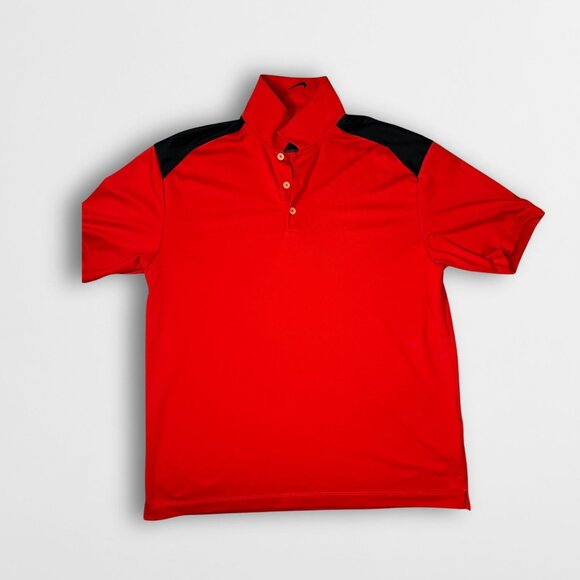 Nike Golf Dri-Fit Red & Black Short Sleeve Polo Shirt Mens L - Picture 2 of 5